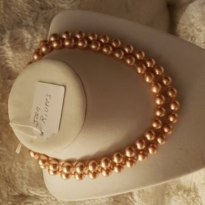 Joan Rivers Peach Faux Pearls Necklace, 30 inches, goldtone lobster claw clasp